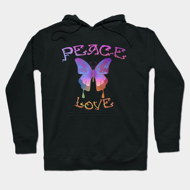 Peace And Love Psychedelic Star Butterfly Hoodie by LittleBunnySunshine